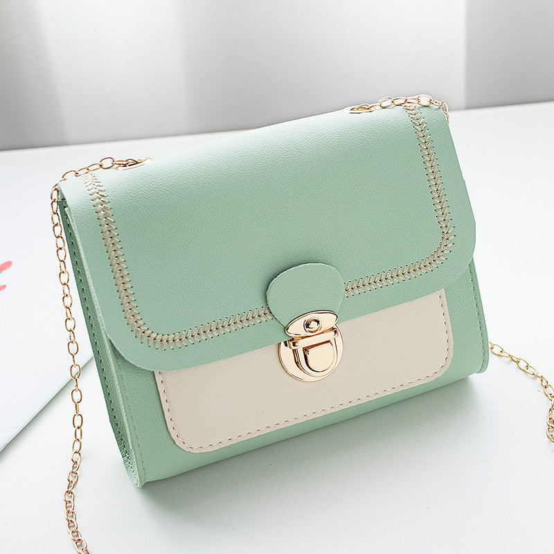 Korean Mini Contrast Color Chain Oblique Female Women's Messenger Bag