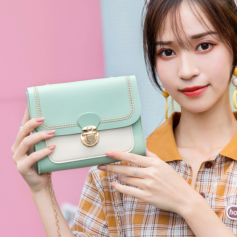 Korean Mini Contrast Color Chain Oblique Female Women's Messenger Bag