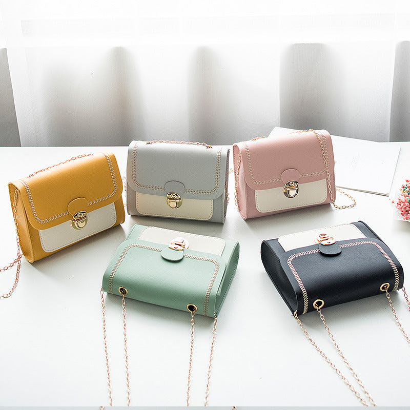 Korean Mini Contrast Color Chain Oblique Female Women's Messenger Bag
