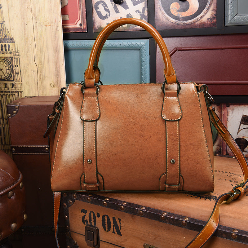 Slouchy Female Lady Genuine Leather Big Shoulder Bags