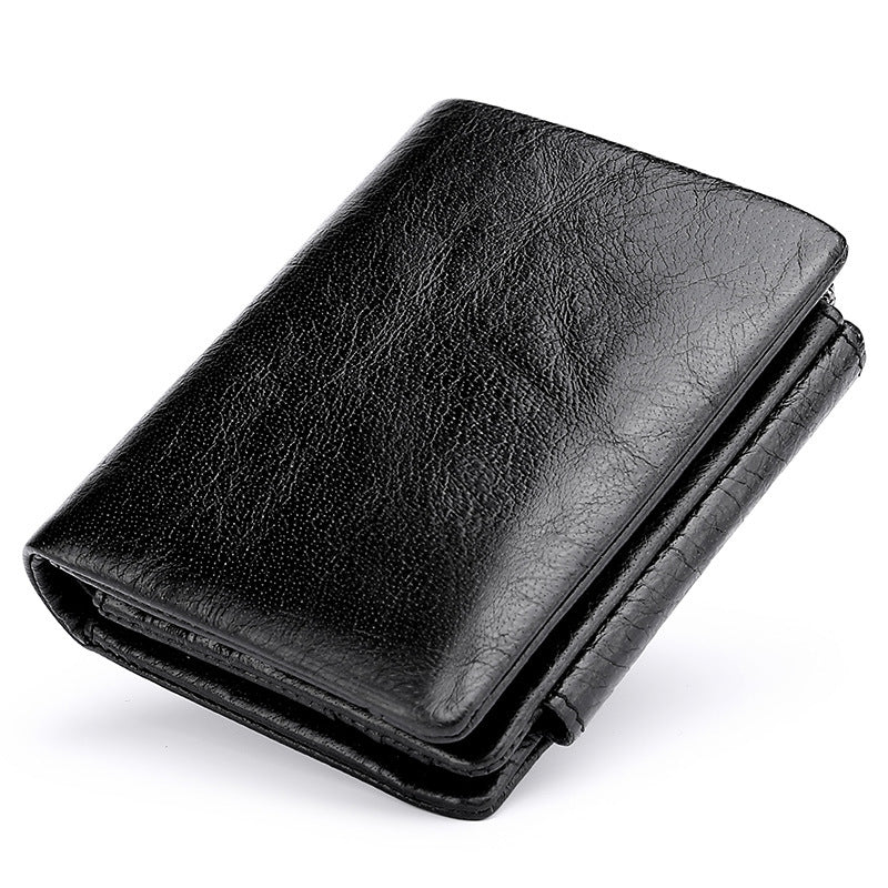 Men's Retro First Layer Cowhide Pocket Short Men's Wallets