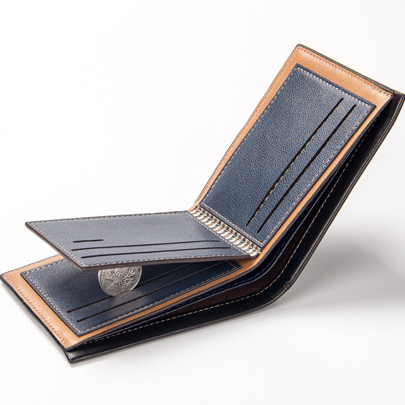 Men's Short Green Simple Leather Retro High Men's Wallets