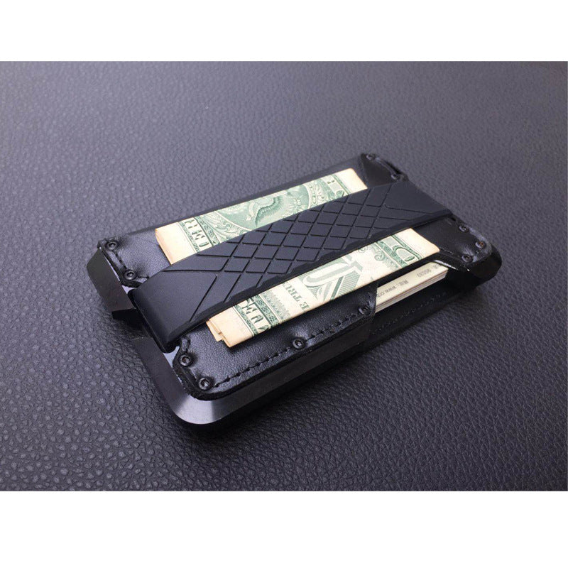 Men's Genuine Leather Aluminum Alloy Credit Business Card Holder