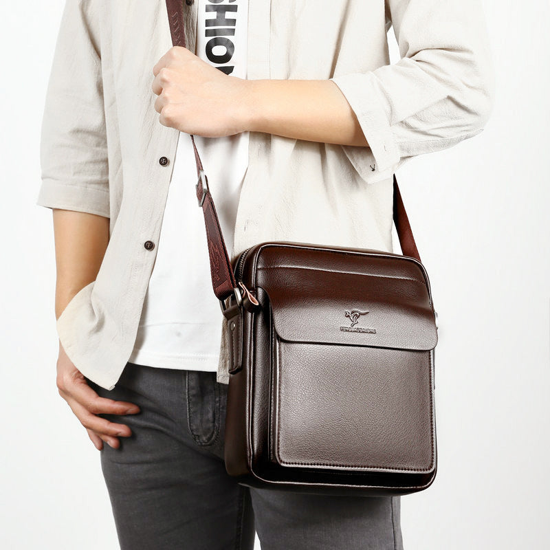 Men's Man Business Leather Vertical Fashion Trendy Backpacks