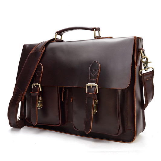 Men's Leather Vintage Crazy Horse Commuter Computer Men's Briefcases