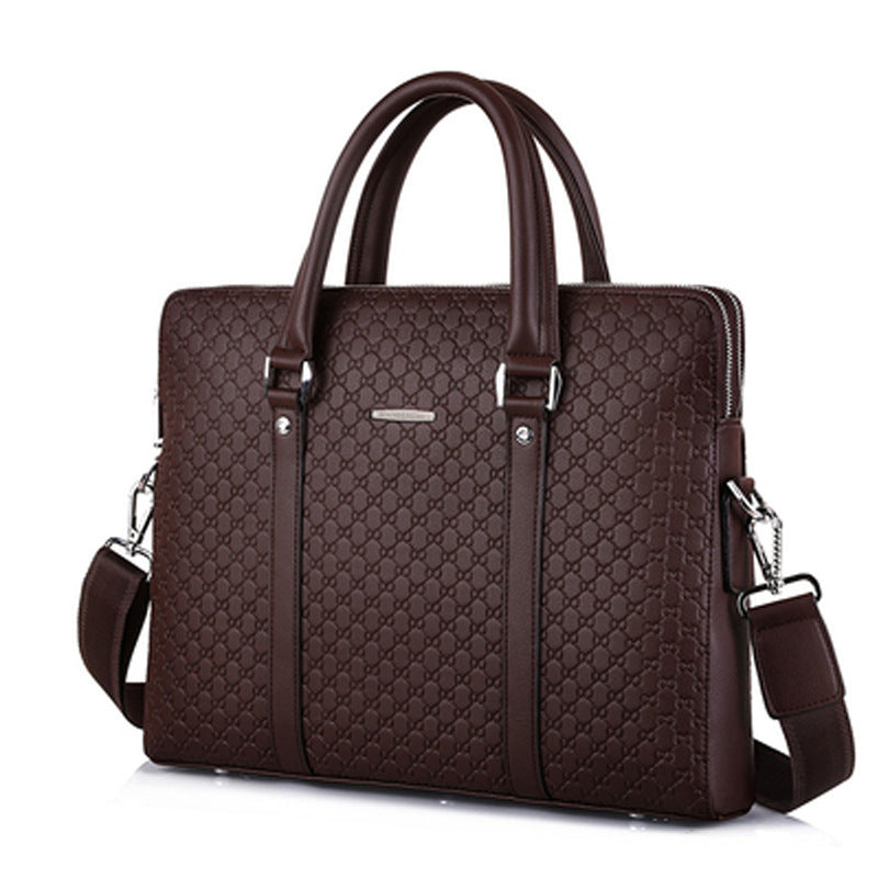Men's Cowhide Business Embossed Letter Horizontal Men's Briefcases