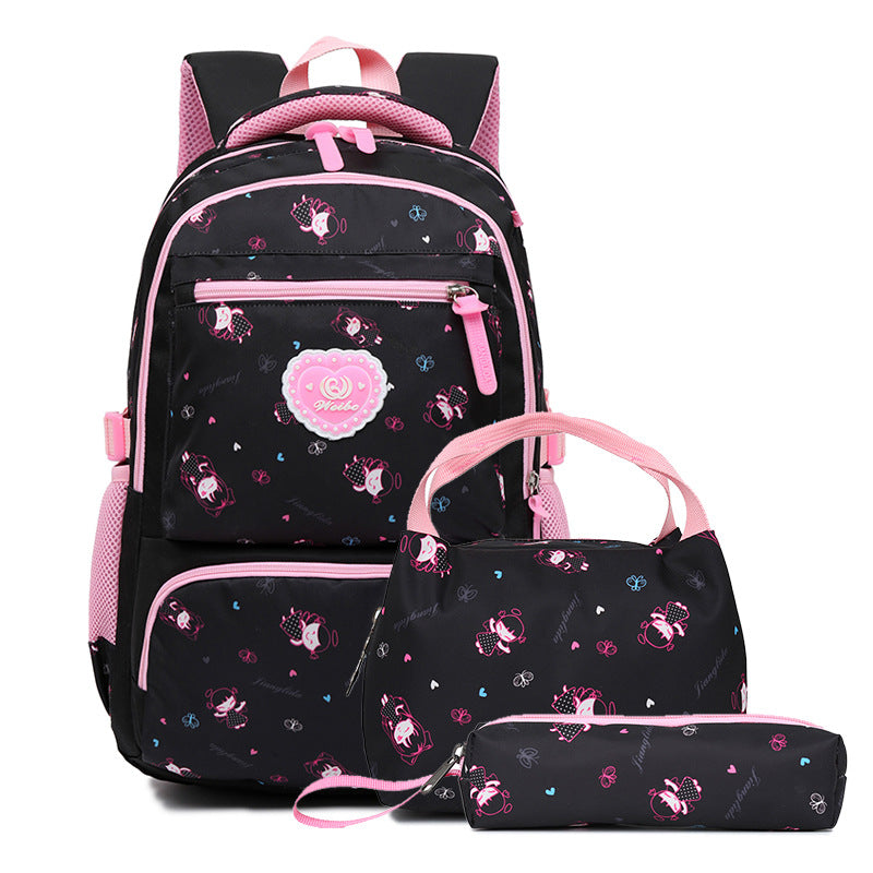 Secondary Printed Three-piece Set Nylon Cartoon Backpacks