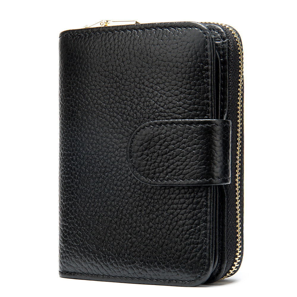 Female Pink Genuine Leather Hand-held Credit Card Holder