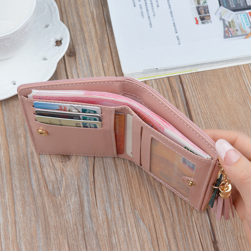 Women's Short Female Fashion Mini Zip Tassel Coin Purses