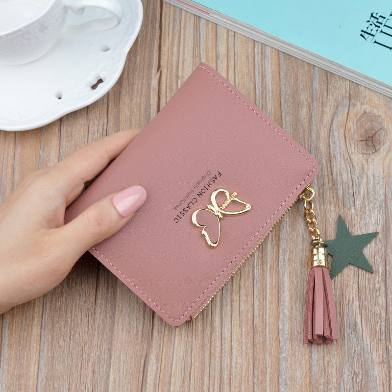 Women's Short Female Fashion Mini Zip Tassel Coin Purses