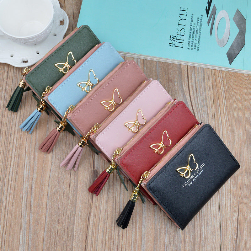 Women's Short Female Fashion Mini Zip Tassel Coin Purses