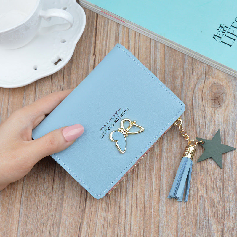 Women's Short Female Fashion Mini Zip Tassel Coin Purses