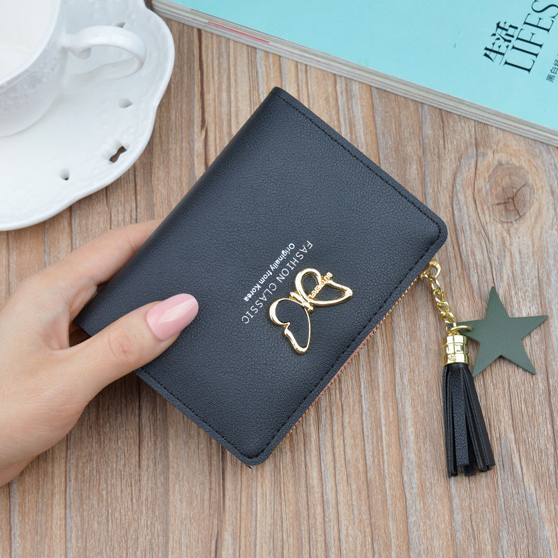 Women's Short Female Fashion Mini Zip Tassel Coin Purses