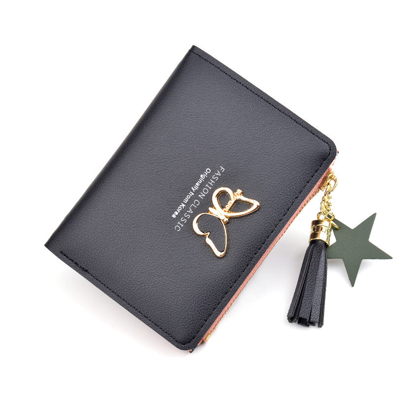 Women's Short Female Fashion Mini Zip Tassel Coin Purses
