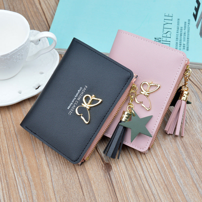 Women's Short Female Fashion Mini Zip Tassel Coin Purses