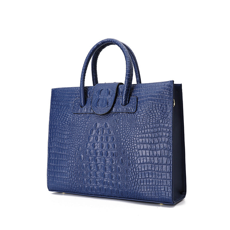 Women's Commuter Crocodile Pattern Genuine Leather Large Capacity Handbags