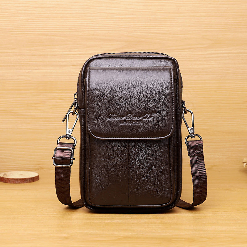 Men's Leather Multifunctional Mobile Cowhide Pannier Men's Waist Packs