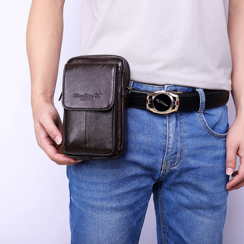 Men's Leather Multifunctional Mobile Cowhide Pannier Men's Waist Packs