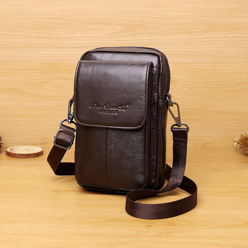 Men's Leather Multifunctional Mobile Cowhide Pannier Men's Waist Packs