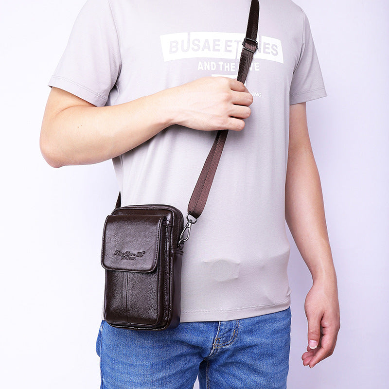 Men's Leather Multifunctional Mobile Cowhide Pannier Men's Waist Packs