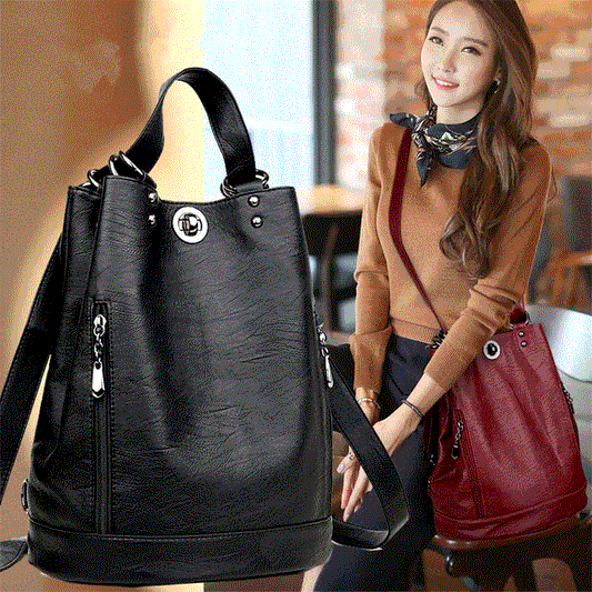 Women's Leather Large Capacity Sheepskin Mother Fashion Backpacks