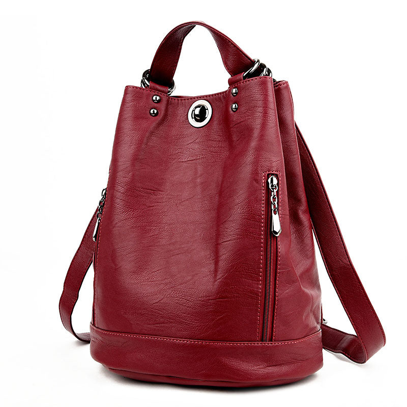 Women's Leather Large Capacity Sheepskin Mother Fashion Backpacks