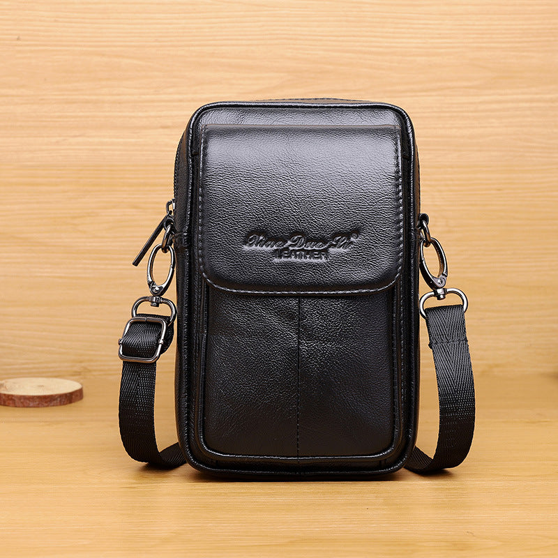 Men's Leather Multifunctional Mobile Cowhide Pannier Men's Waist Packs