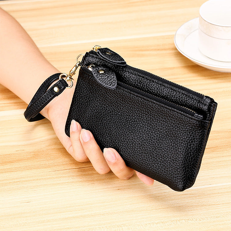 Women's Korean Genuine Leather Fashionable Zipper Wrist Coin Purses