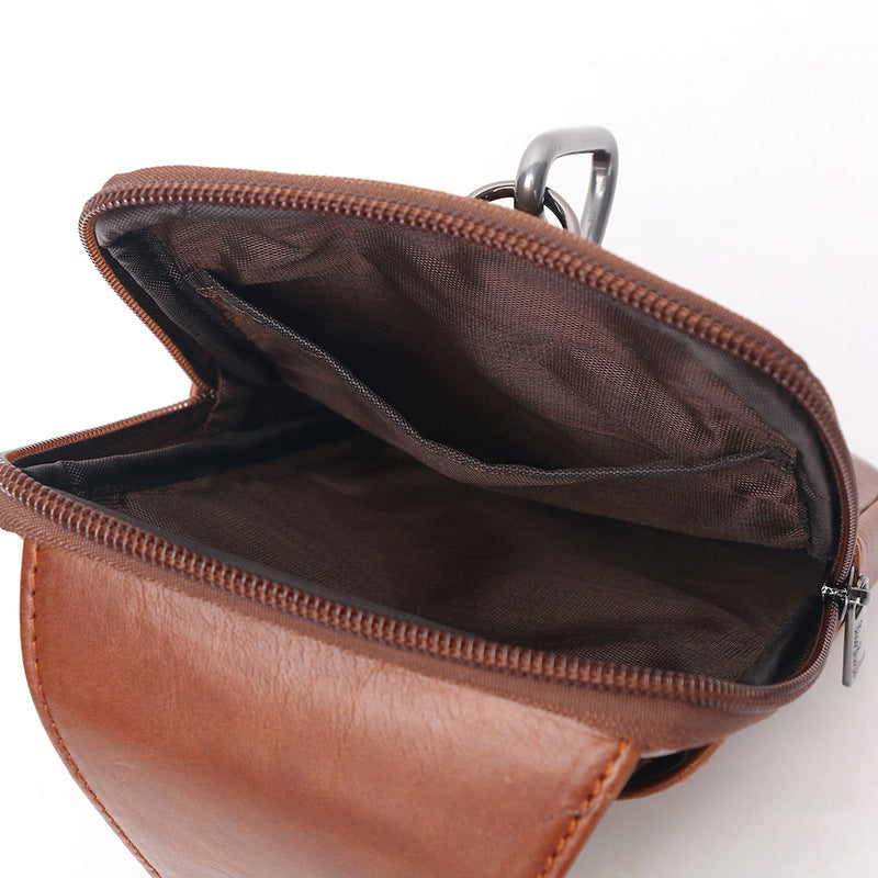 Men's Leather Mini Mobile Retro Cowhide Pannier Men's Waist Packs