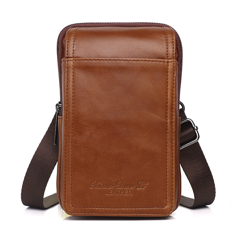 Men's Leather Mini Mobile Retro Cowhide Pannier Men's Waist Packs
