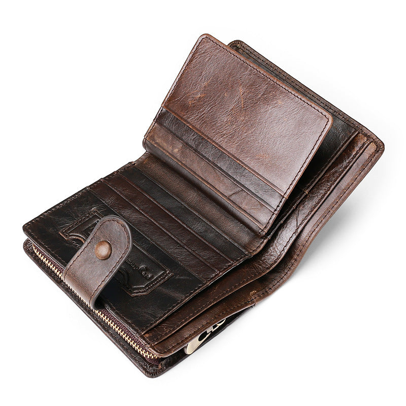 Leather For Man Oil Wax Plain Men's Wallets