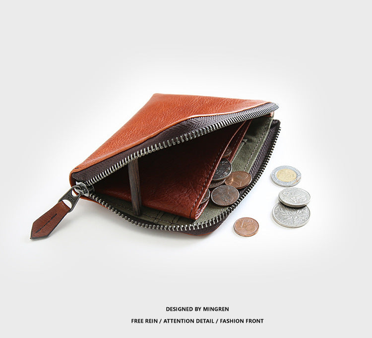 Men's Short Leather Zipper Driving License First Layer Men's Wallets
