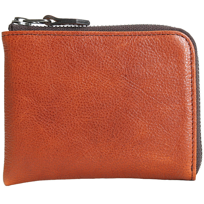 Men's Short Leather Zipper Driving License First Layer Men's Wallets