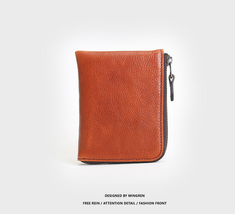 Men's Short Leather Zipper Driving License First Layer Men's Wallets