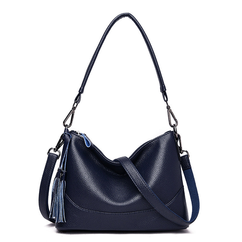 Women's Comfortable Leather Tassel Simple Portable Shoulder Bags
