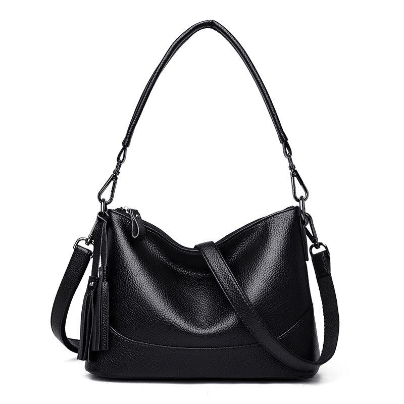 Women's Comfortable Leather Tassel Simple Portable Shoulder Bags