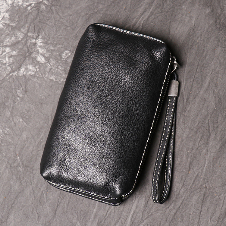 Women's & Men's & Genuine Leather Clutch Soft Long Men's Handbags