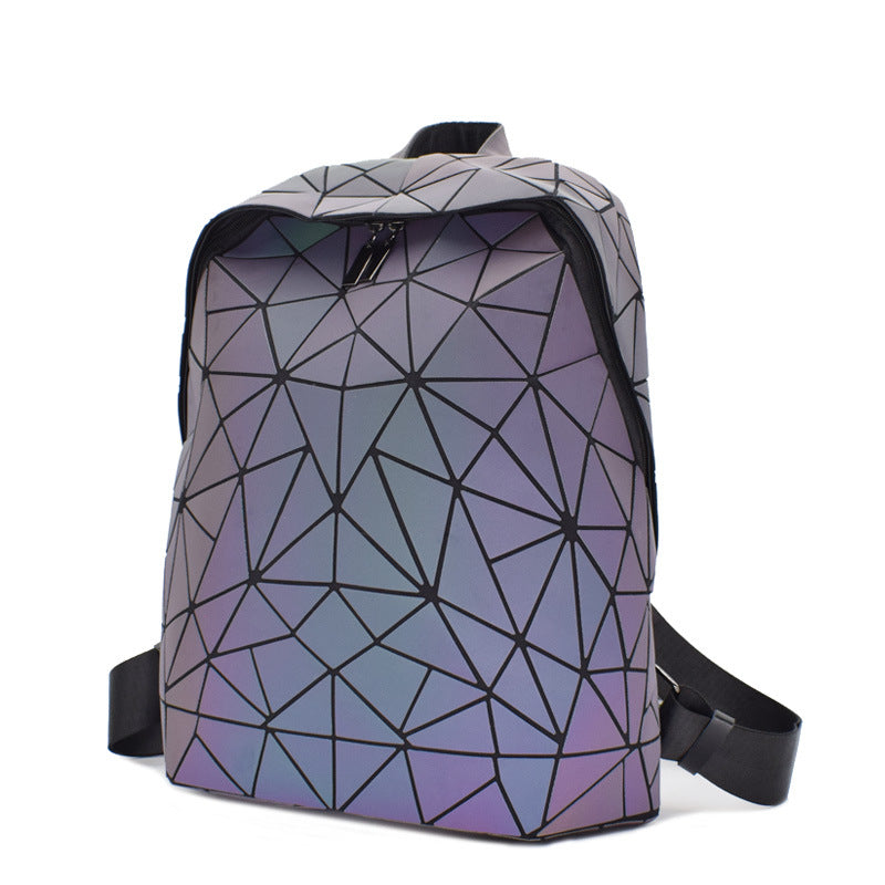 Women's Geometric Fashion Rhombus Unisex Matte Large Backpacks