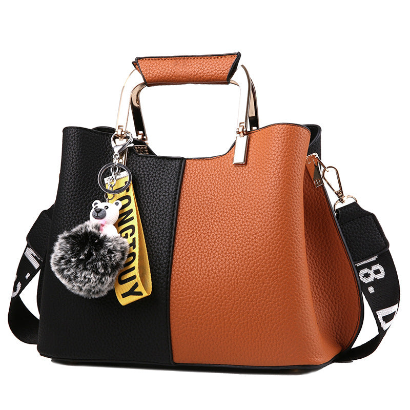 Women's Fashion Big Unique Contrast Color Soft Handbags