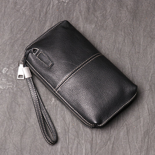 Women's & Men's & Genuine Leather Clutch Soft Long Men's Handbags