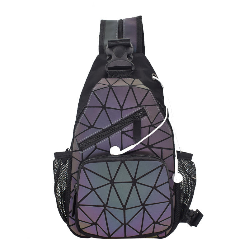 Men's Geometric Rhombus Colorful Unisex Luminous Adjustable Men's Chest Bags