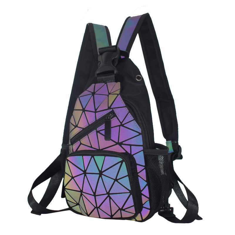 Women's & Men's & Geometric Rhombus Changeable Colorful Luminous Backpacks
