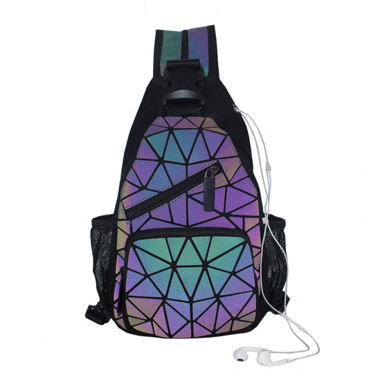 Men's Geometric Rhombus Colorful Unisex Luminous Adjustable Men's Chest Bags