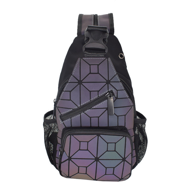 Men's Geometric Rhombus Colorful Unisex Luminous Adjustable Men's Chest Bags
