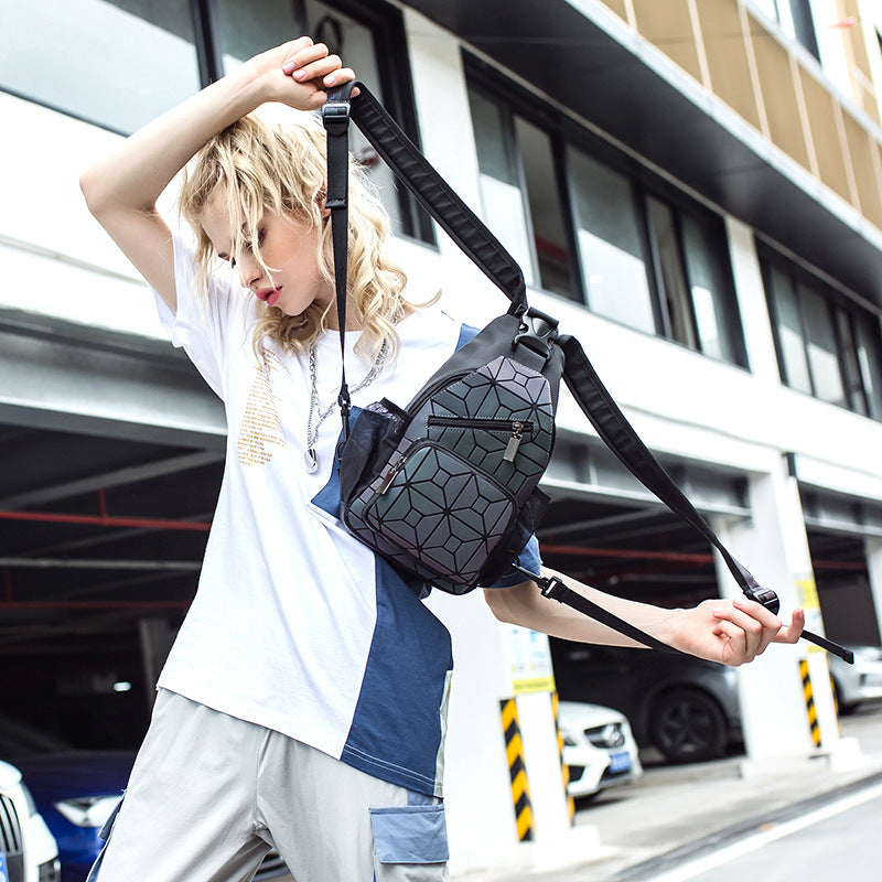 Women's & Men's & Fashion Laser Geometric Reflective Pockets Men's Waist Packs