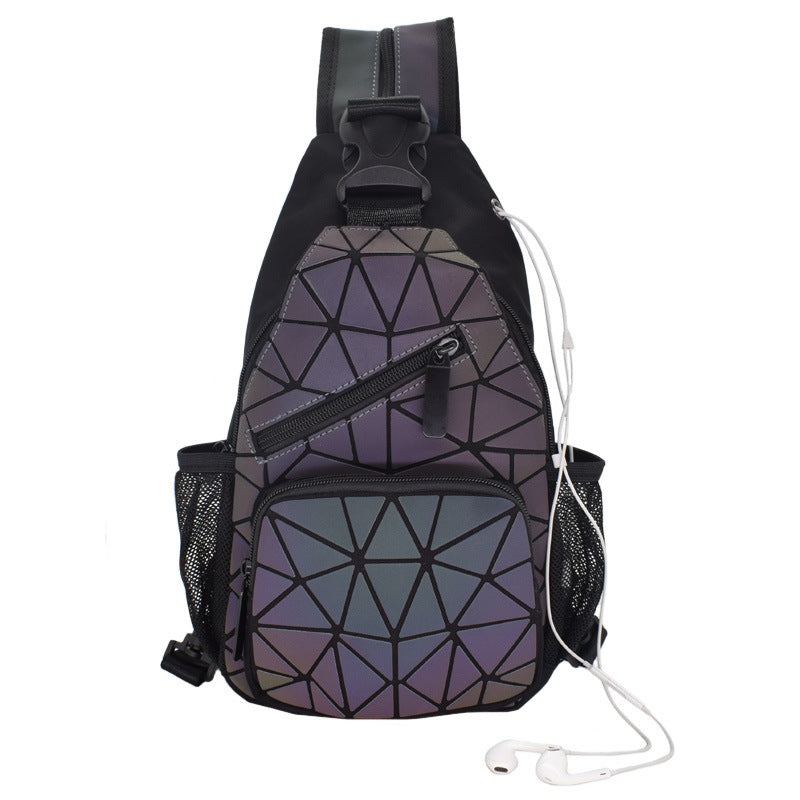 Men's Geometric Rhombus Colorful Unisex Luminous Adjustable Men's Chest Bags