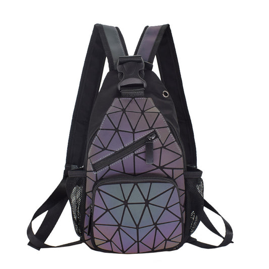 Women's & Men's & Geometric Rhombus Changeable Colorful Luminous Backpacks