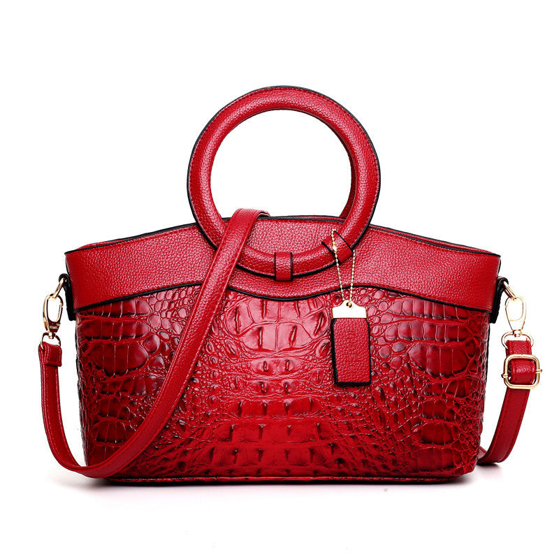 Women's Fashion Crocodile Pattern Mixed Color Handbags