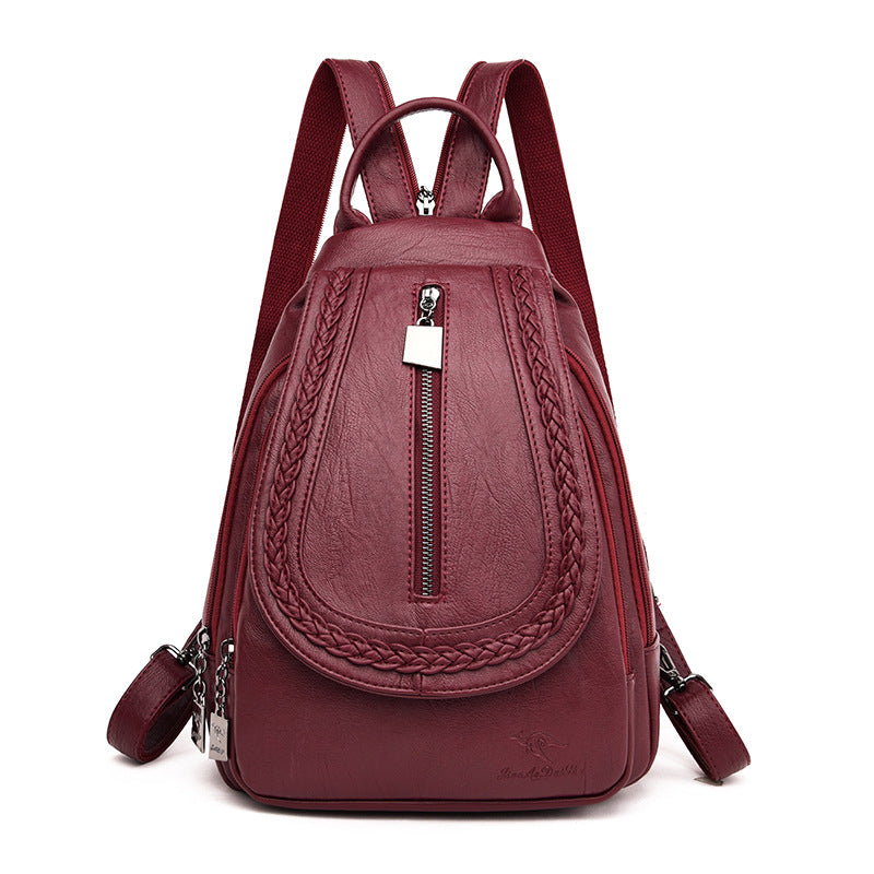 Women's Fashion Soft Leather Kangaroo Korean Style Backpacks