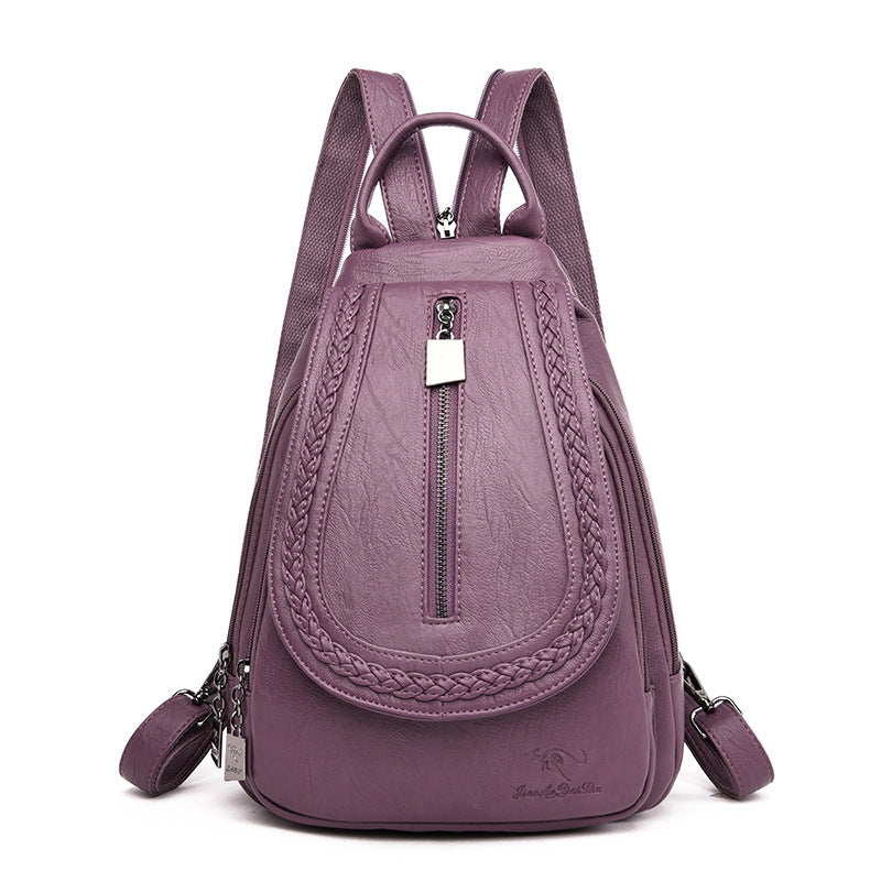Women's Fashion Soft Leather Kangaroo Korean Style Backpacks